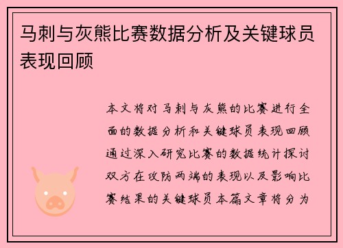 马刺与灰熊比赛数据分析及关键球员表现回顾